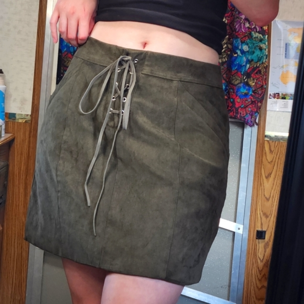 SAGE FAUX SUADE SKIRT